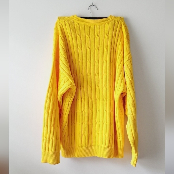 Man's Izod yellow cableknit sweater size L - Picture 5 of 5